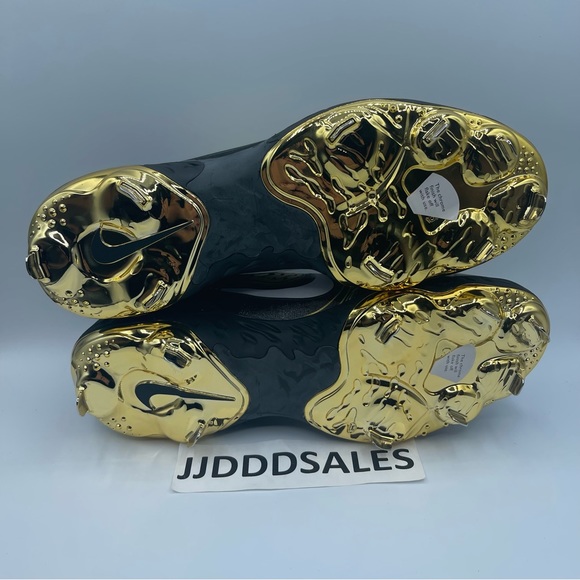 Nike Alpha Huarache Elite 3 Low Premium Black Gold Baseball Cleats CV3553-001 - Picture 7 of 11